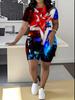 Butterfly Ladies Casual Suit Short Sleeve Shorts 1D Digital Flower Printing Fashion T-Shirt Two-piece Set
