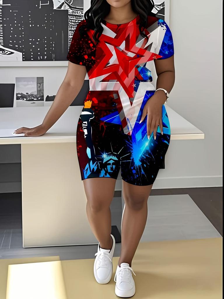 Butterfly Ladies Casual Suit Short Sleeve Shorts 1D Digital Flower Printing Fashion T-Shirt Two-piece Set