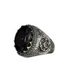 Diamantbesetzter Edelsteinring Herren Persönlichkeit Retro Hip-Hop Graviertes Muster Ring Trendiger Cooler Schmuck