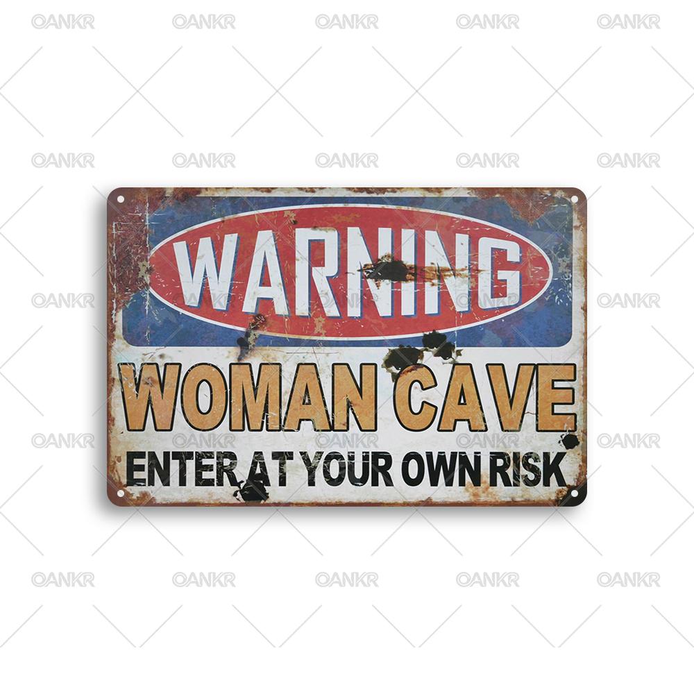 

Vintage Warning Poster Metal Tin Sign Woman Cave Enter At Your Own Risk Metal Signs for Man Cave Home Decor Plaque Accessories 20x30cm（7.8x11.8inch）