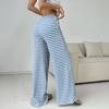Women Casual Loose Striped Pants Drawstring Pants