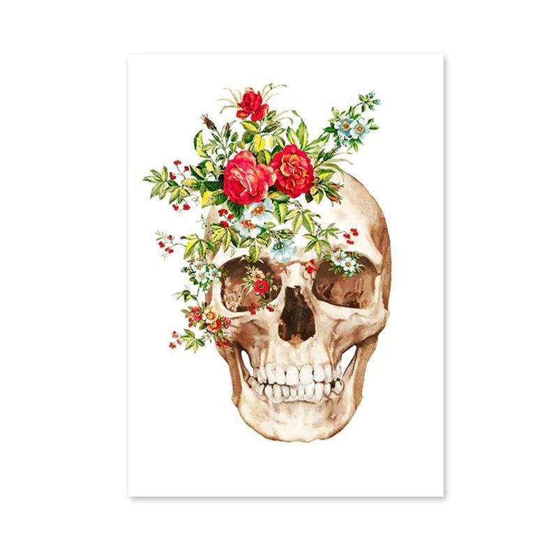 Flower Brain Heart Skull Organ Anatomy Wall Art Canvas Painting Medical Posters and Prints for Doctors Offices Hospitals Decor