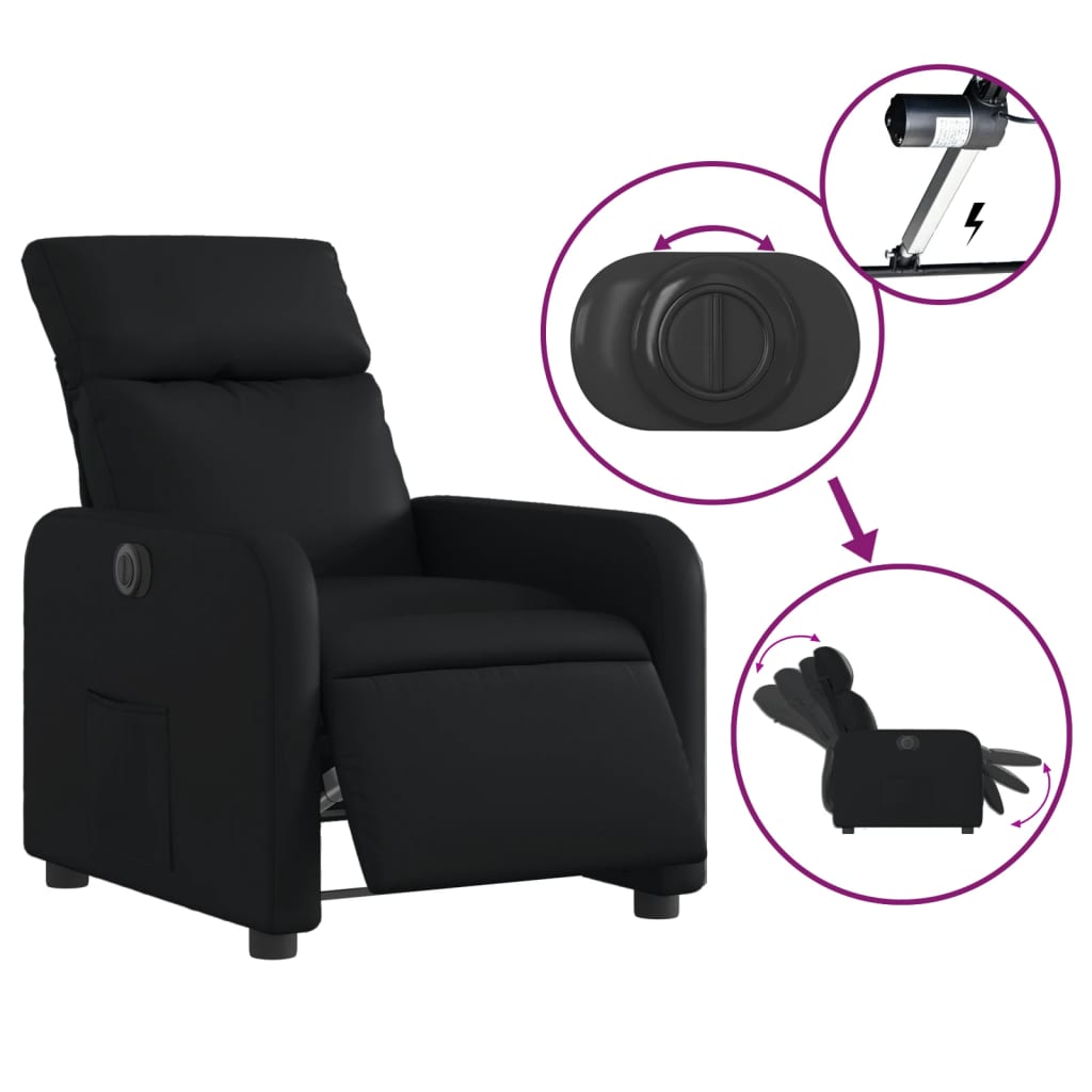 Electric Recliner Chair Black Faux Leather