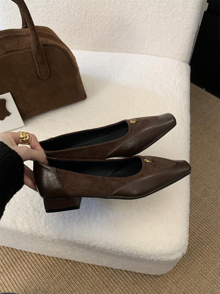 Fashion Retro Comfort Ballet Shoes Female Casual Daily Low Heel Loafers Luxury  Gold Metal Buckle Decoration Elegant Dress Party Pumps