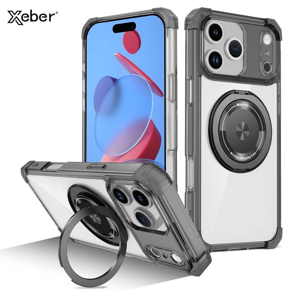 Shockproof Folding Stand Holder Magnetic Case For iPhone 17 Air 16 15 12 13 14 Pro Max Plus Rotating Bracket Clear Armour Cover