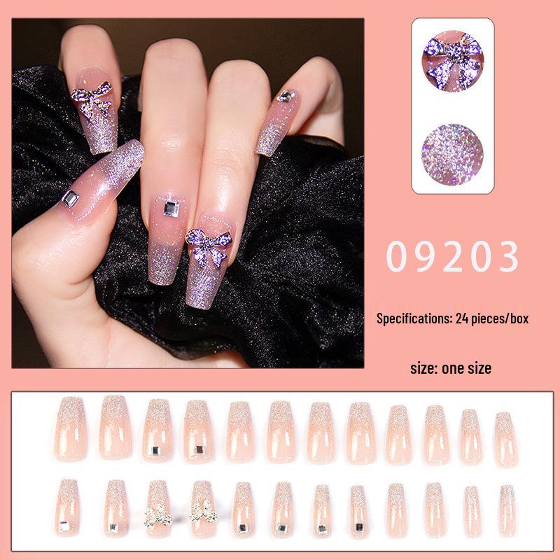 

Накладные ногти «Кошачий глаз-бабочка» с супер-блестящим бантом - Маникюр высокого класса Glue Type