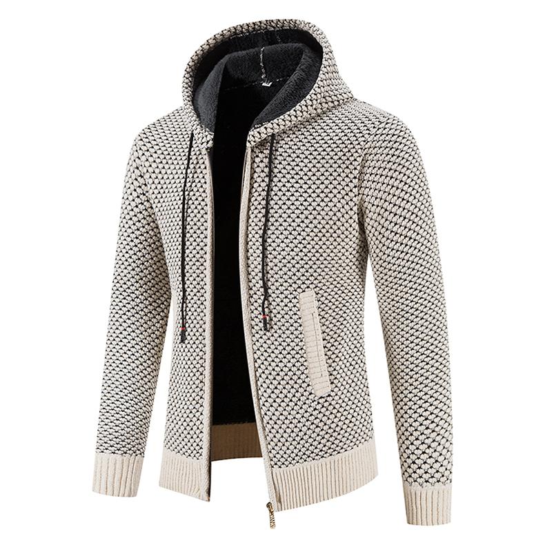 High Quality Winter Men Cardigan Sweater Thick Warm Hooded Casual Sweatercoat Mens Solid Zipper Knitted Cardigan Sweaters Men