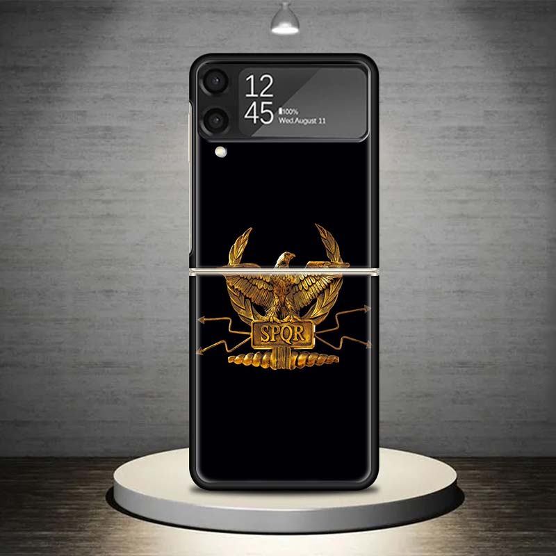 SPQR Roman Imperial Legionv Phone Case For Samsung Galaxy Z Flip 7 6 5 4 3 5G Shockproof Cover Z Flip7 Flip6 ZFlip5 Flip3 Flip4