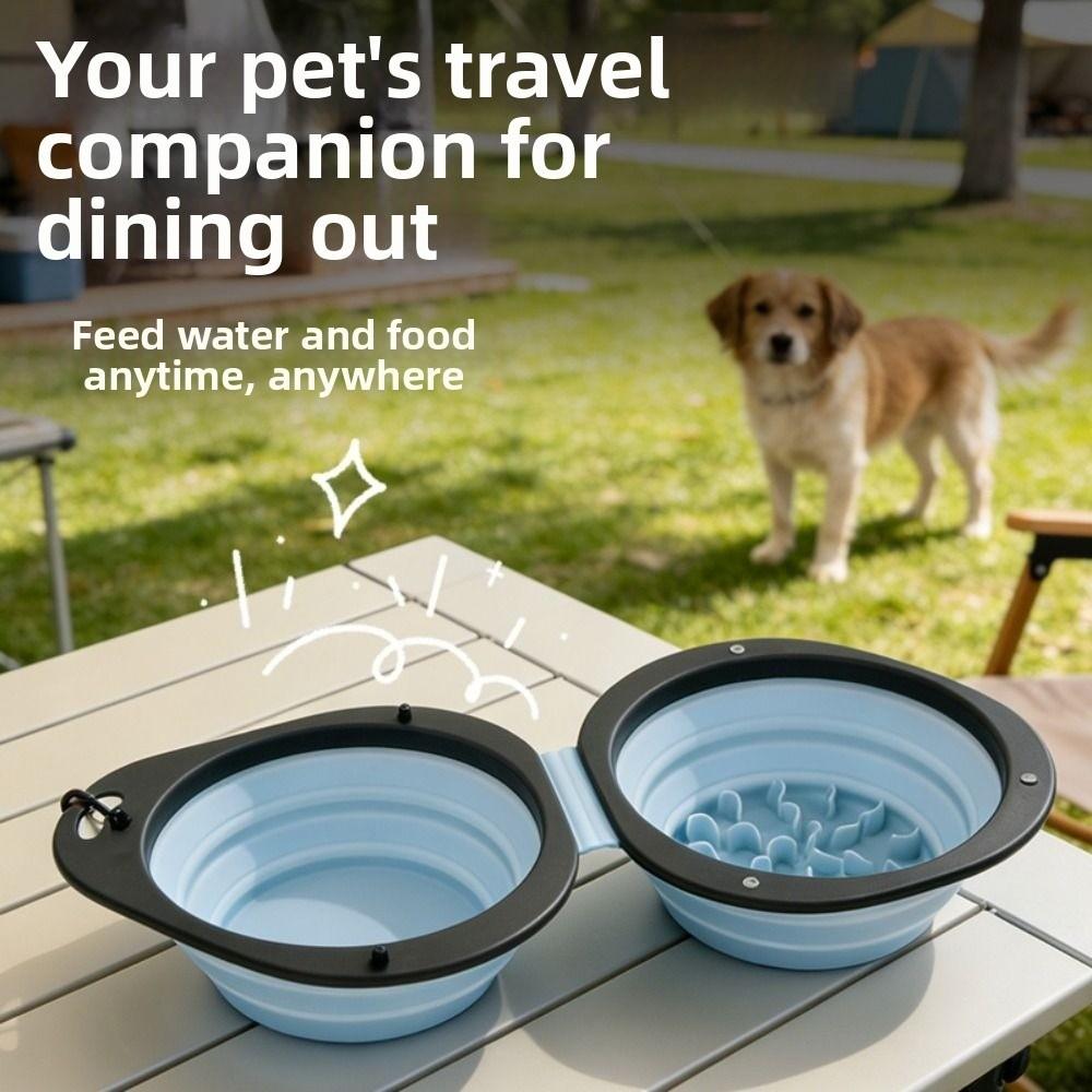 Double Bowl Collapsible Dog Dish Food Grade Pet Food Water Feeding Tray Pet Travel Feeder Outdoor