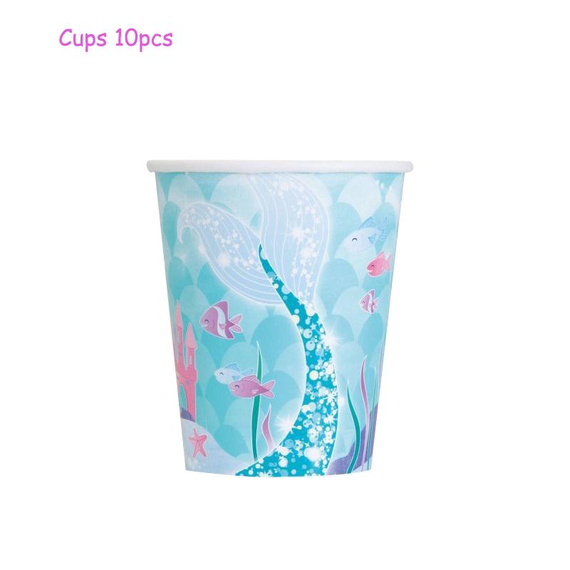 Birthday Party Set Mermaids Party Tableware Paper Cups Plate Latex Balloons Baby Shower Party Decor Kids Favors Party Supply