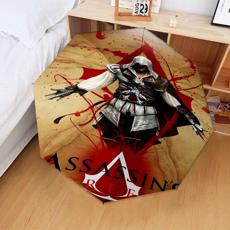 1PC Assassin Automatic Folding Umbrella 8-Rib Travel Umbrella with Auto Portable Case, Ideal Gift for Birthdays