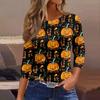 Women's Fashion Casual Round Neck 3/4 Sleeve Loose  Printed T-Shirt Ladies Top