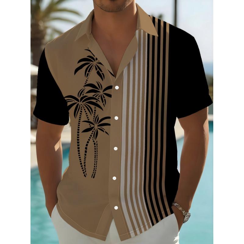 Men's Hawaiian Casual Shirt, Stylish Digitally Printed Graphic Button-Up Short Sleeve Shirt, Perfect for Vacation and Beach Vacation Wear