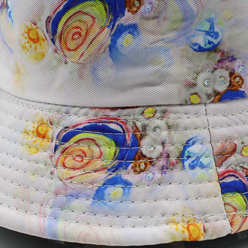 Double Sided Bucket Hat Cashew Flower Painted Tie Dye Men'S And Women'S Travel Leisure Basin Hat Outdoor Folding Hat