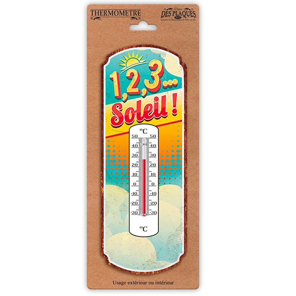 Les Trésors De Lily [A2928] - Humorous Metal Thermometer '1-2-3 Sun! ' Multicolored - 25x10 Cm