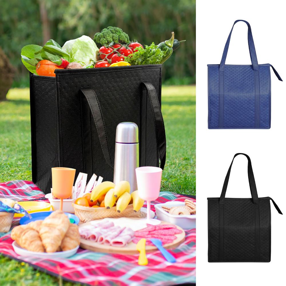 Große Isolierte Wiederverwendbare Einkaufstasche Mit Reißverschluss-Fronttasche 6,5L Hält Stundenlang Kühl Warm Für Camping Picknick Angeln Einkaufen