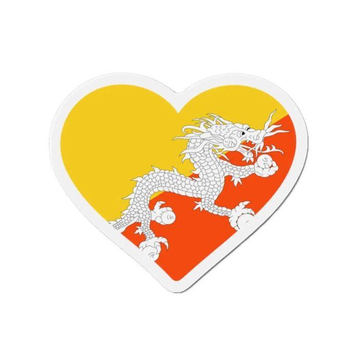 Aimant Coeur Drapeau Bhoutan - Multicolore - 8 Cm - 50 Pièces - Résine Synthétique - Mixte