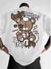 Summer New Unisexs Fashion Style Teddy Bear Letter Print Comfortable and Breathable Round Neck Tshirt Outdoor High Street Top Dry