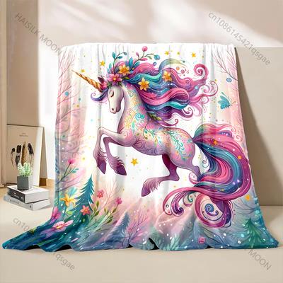 Unicorn Fantasy Art Print Blanket Warm Soft Luxury Gifts for Children Adults Suitable for Home Sofa Bed Travel Camping RV