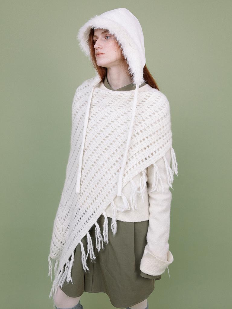 Eosseomnijeu Fur Bonnet Hat_White