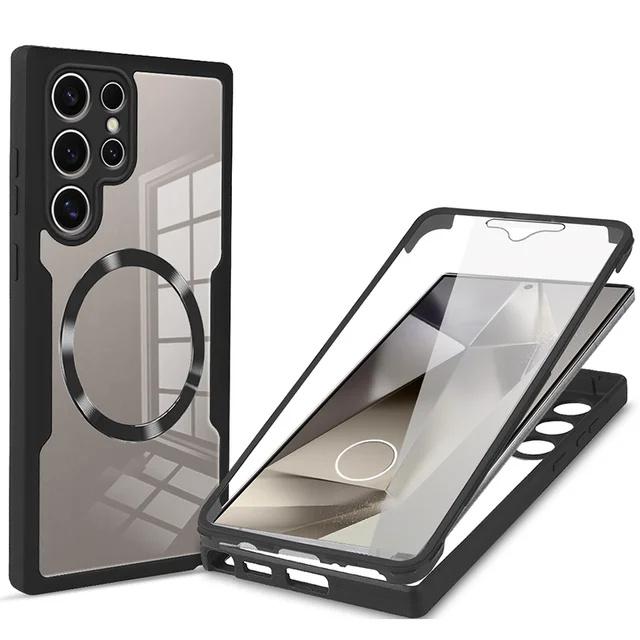 360° Fully Protected Double-sided Case For Samsung S25 Ultra S22 S23 S21 S24 Plus Magnetic Cover For Magsafe Wireless Charging