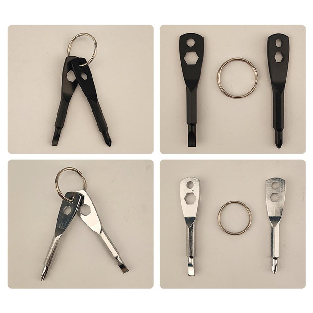 2 Pcs Keychain Screwdriver Tool 4in1 Screwdriver Bit with Phillips Slotted and Hex Wrench Gifts for