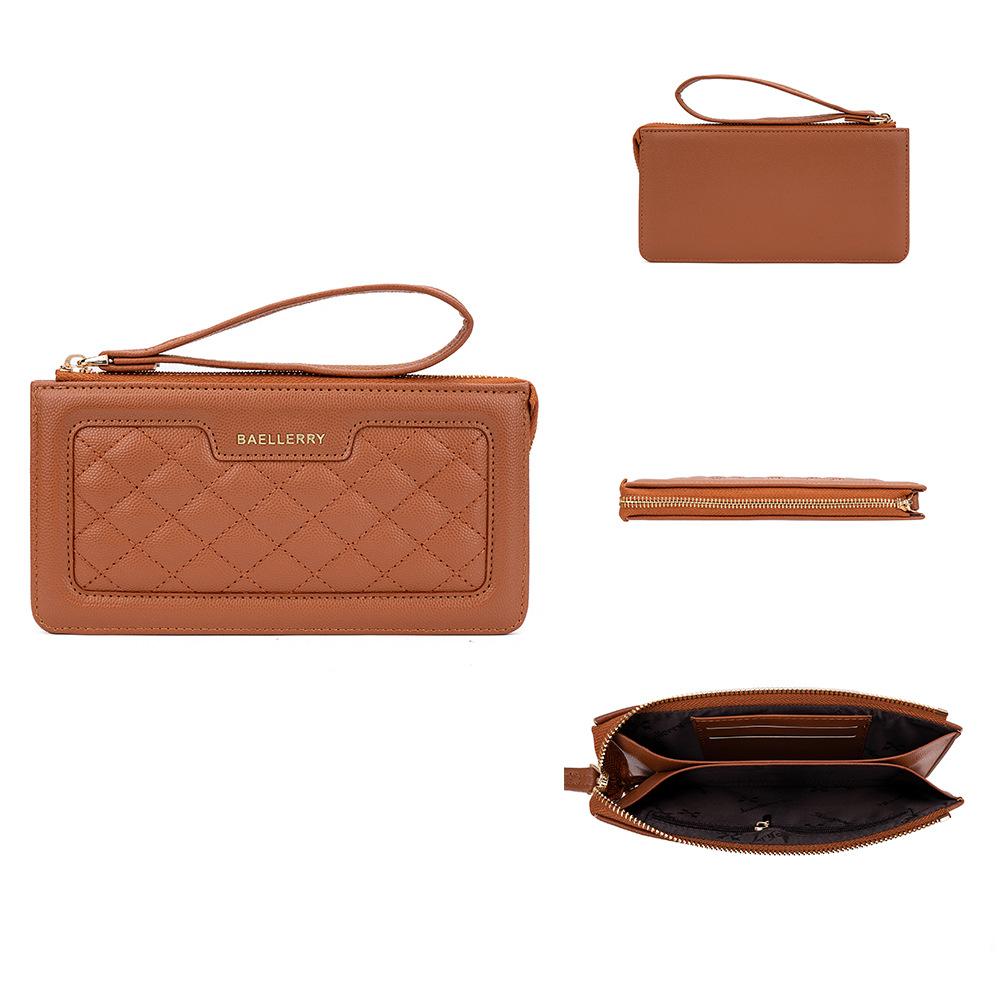 Baellerry Women's Cell Phone Bag Multi-card Slot Long Purse Zipper Coin Purse Fashion Pu Leather Wallet with Lanyard