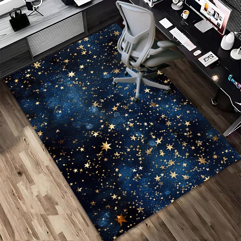 Stars Night Crystal Velvet Office chair mat Area Rug - Non-Slip, Floor Mat, Office Desk Chair Rugs,Christmas Gift-1106102