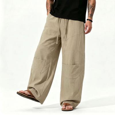 Pants Solid Color Linen Trousers Men's Casual Versatile Wide-leg Trousers Men's Ice Silk Quick-drying Thin