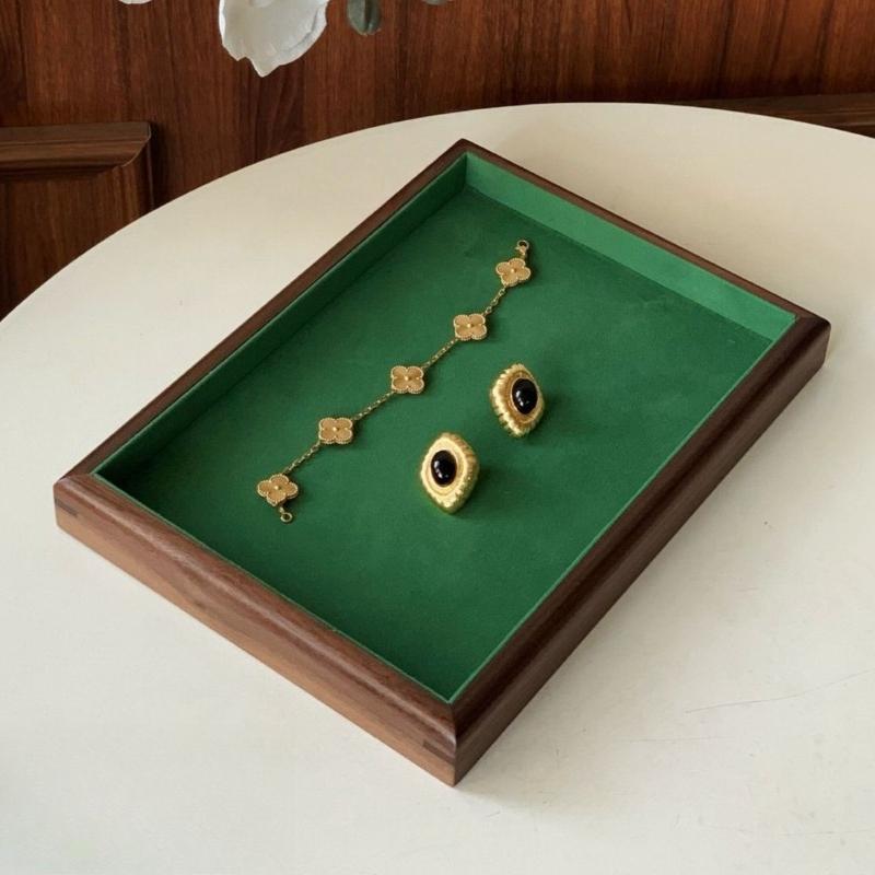 

Retro Jewelry Tray Green Necklace Bracelet Display Trays Counter Ring Earring Storage Tray Live Streaming Jewelry Display Props