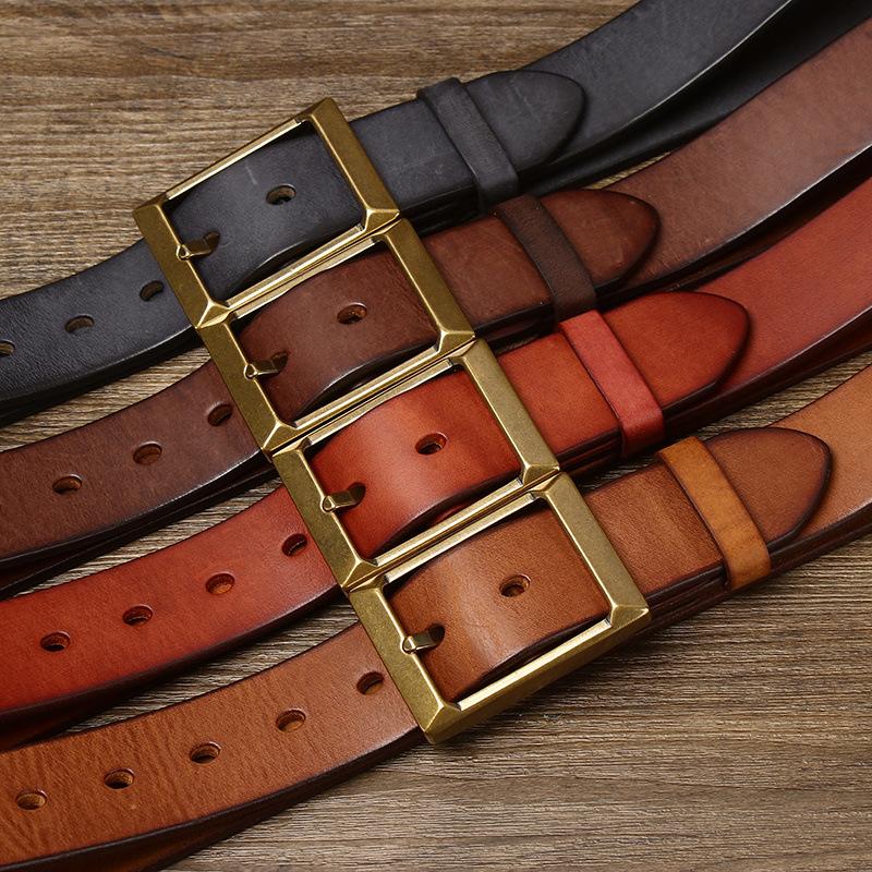 Belt Men's Retro Matte Top-Grain Leather Pin Buckle Genuine Leather Fashion All-Match Casual Jeans Belt Young People