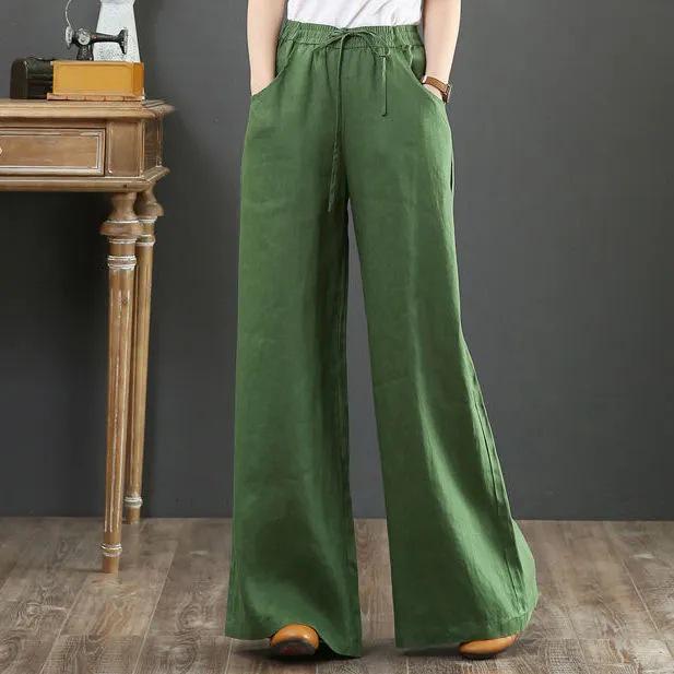 Women's High-Waist Wide-Leg Pants, Plus Size, Floor-Length for Spring/Summer .