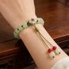 Elegant Round Jade Korean Bracelets White Color Peach Blossom Party Gifts Girls