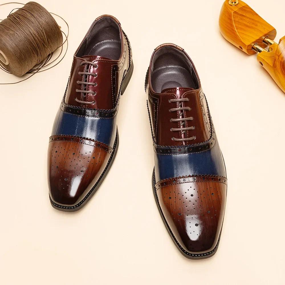 

Мужская повседневная кожаная обувь на шнуровке, лоферы для мужчин, брендовые кроссовки для бизнеса, офисная мужская обувь, свадебная обувь 45 синий