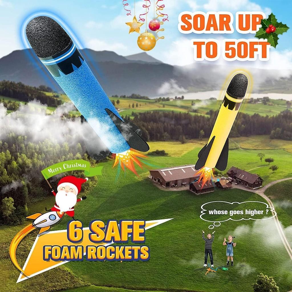 Kid-friendly Colorful Outdoor Toy Foot-powered Glowing Rocket Launcher For Fun Adventures