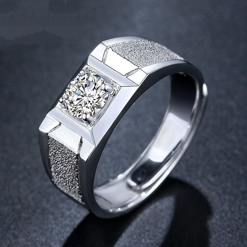 2026 Men's Ring Full Diamond Fashion Light Luxury Men's Open Ring Accessories