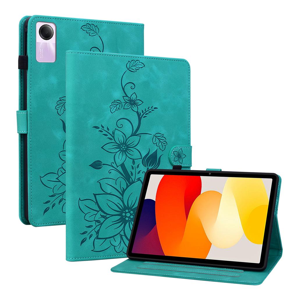 Für Xiaomi Redmi Pad SE (Modelle 23073RPBFG). Tablet-Hülle aus PU-Leder mit exquisitem floralem Prägedesign
