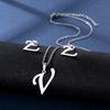 Stainless Steel Letter Pendant Necklace Unisex Jewelry Set Letter Earrings Party Accessory Present for Fashion Lover