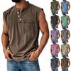 Gilet d'été pour homme, couleur unie, à poches, sport, à boutons, gilet sport décontracté pour homme