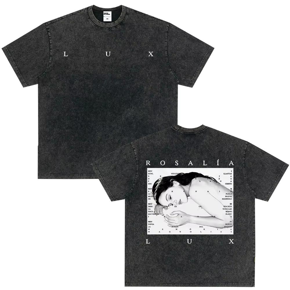 Vintage Gewaschenes Singer Rosala LUX Album Grafik T-Shirt Herren Damen Mode Kleidung T-Shirt Lässig Hiphop Übergroße T-Shirts