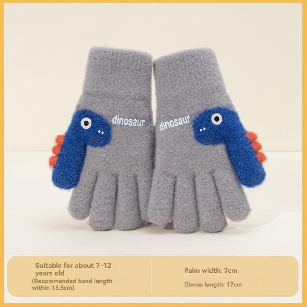 Warm Plush Five-finger Gloves 7-12 Years Old Kids Gloves Cute Winter Knitted Gloves  Boys and Girls