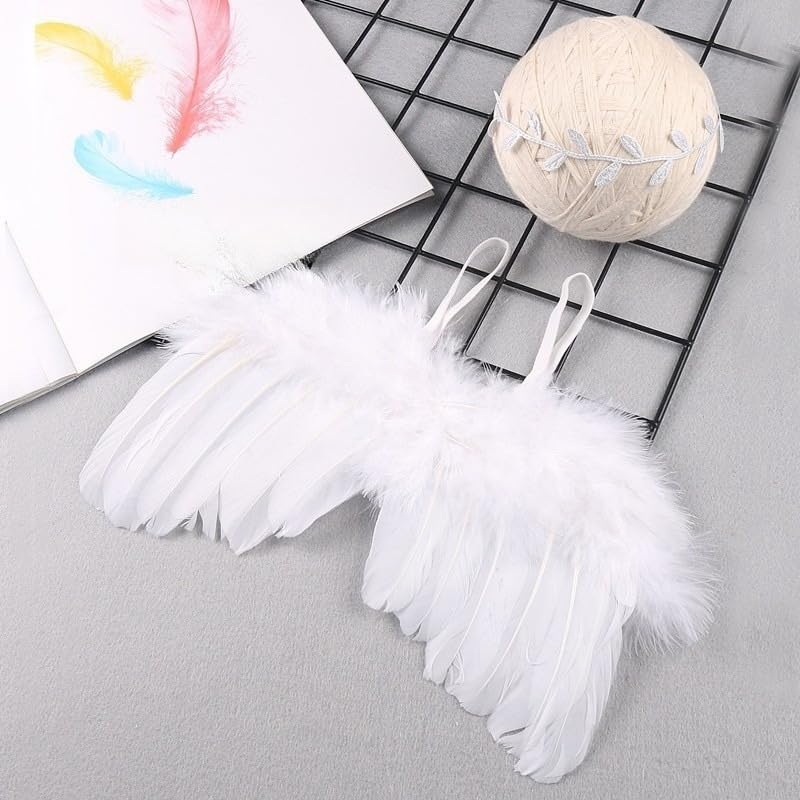 [Zixui] Angel Set with Angel Wings and Hairband for Babies, Newborns, and Half Birthdays, Sleeping Photo Art