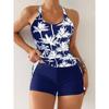 European and American New Printed Spice Girls Tight Backless Drawstring Cover Belly and Thin Split Swimsuit Women