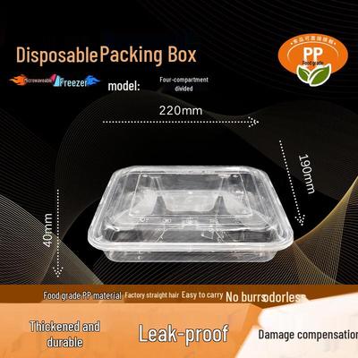 Disposable Food-Grade 4-Compartment Takeaway Meal Boxes