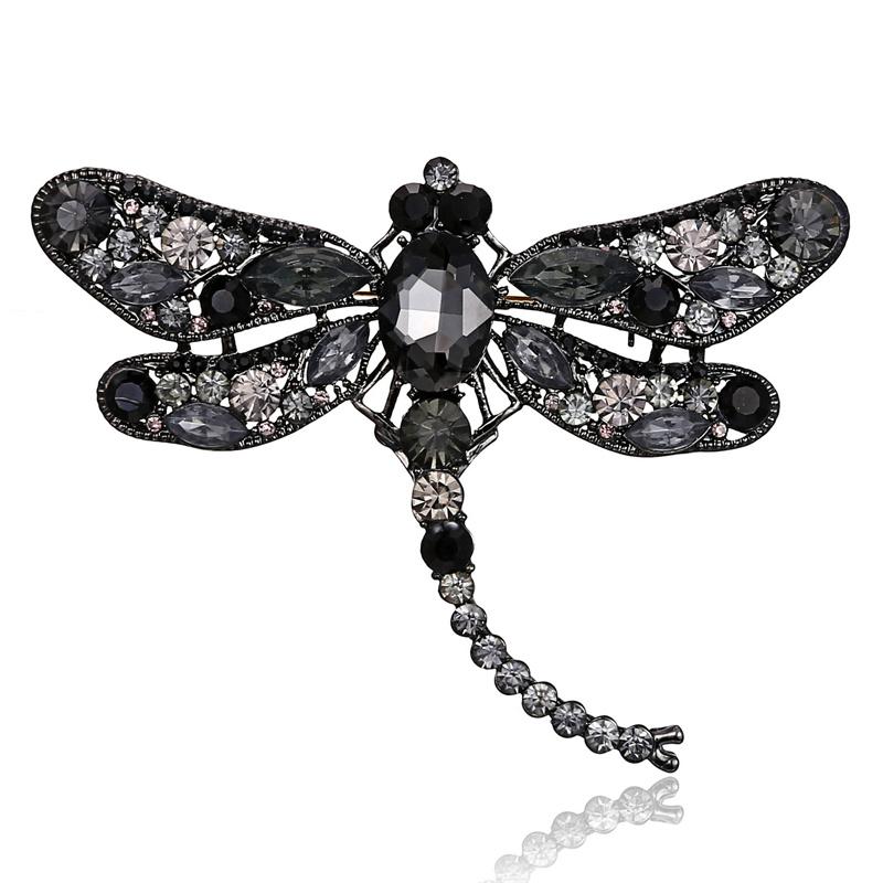Retro Brooches Pin Brooch Big Dragonfly Pin Fine Craftsmanship Brooch Silk Scarf Buckle Rhinestone Animal BroochVintage Jewelry