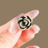 Camellia Small Brooch Rhinestone Inlay Dazzling Alloy Pin Sweater Coat Dress Suit Lapel Badge Jewelry Accessory