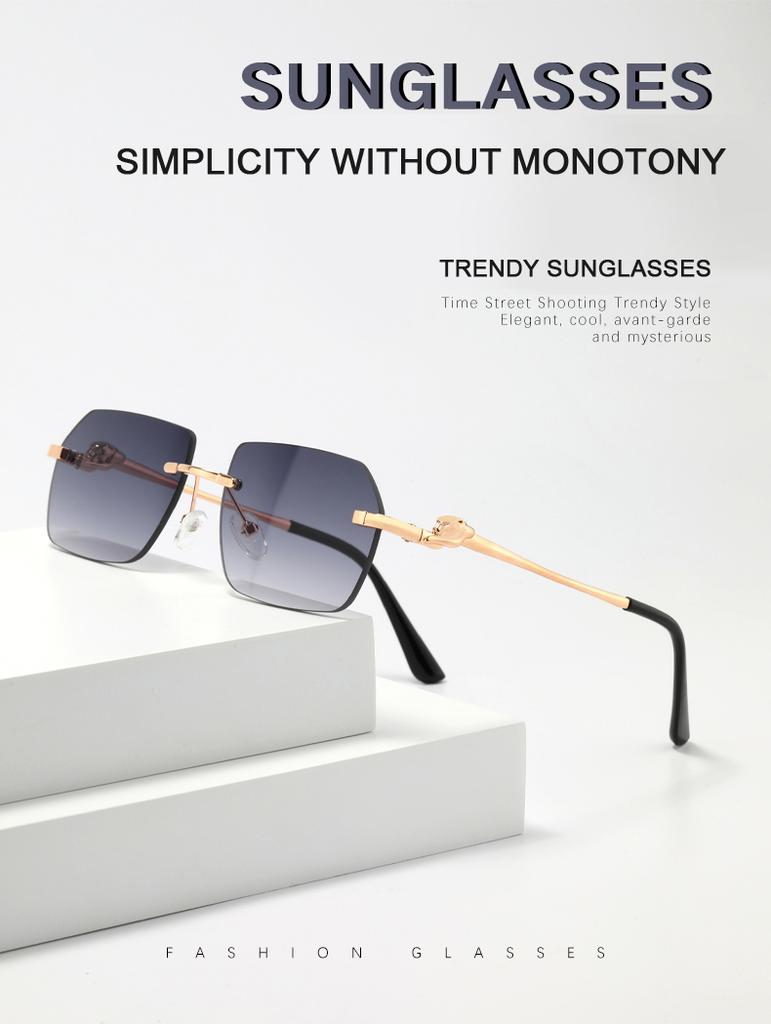 Protective Glasses Rimless Rectangle Sunglasses Women Fashion Square Sun Glasses Female Classic Gradient Color Eyewear UV400