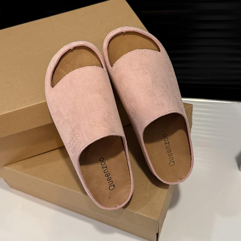 

Summer Cork Sandals Women Fashion Clogs thick-soled Slippers Women Suede Beach Sandals With Arch Support Women Clogs Sandals 41 рожевий