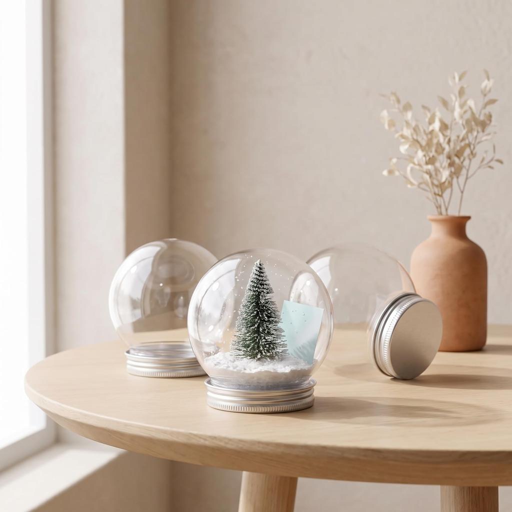 Sewacc Christmas Transparent Snow Globe DIY Set of Plastic Snow Globe Bottles Kit, 150ml, 10,