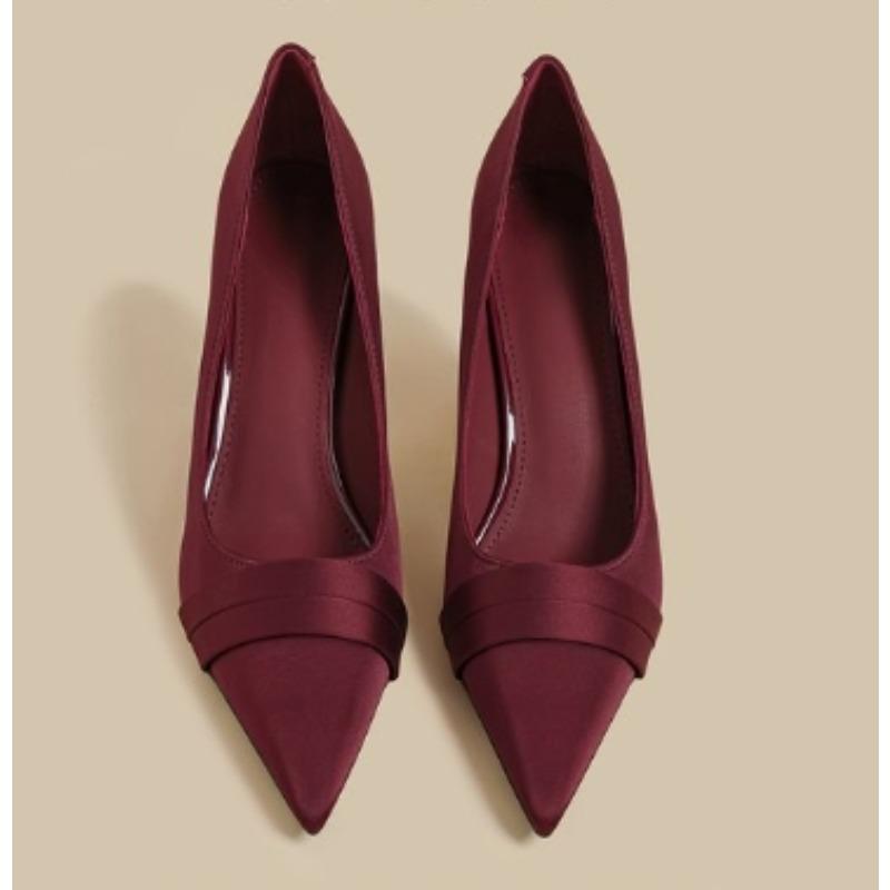 

Fashion New Women s Sexy Purple Satin High Heels Pumps for Women Ankle Strap Thin Heeled Ladies Shoes Pointed Toe Party Wedding Shoes 40 вино красного
